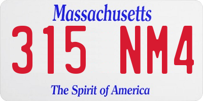 MA license plate 315NM4