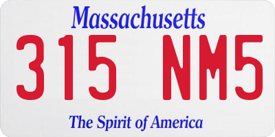 MA license plate 315NM5