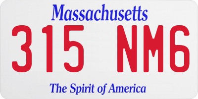 MA license plate 315NM6
