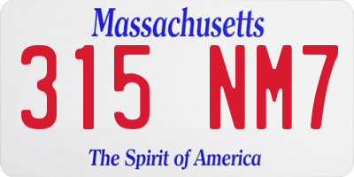 MA license plate 315NM7