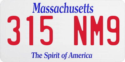 MA license plate 315NM9