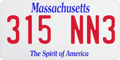 MA license plate 315NN3