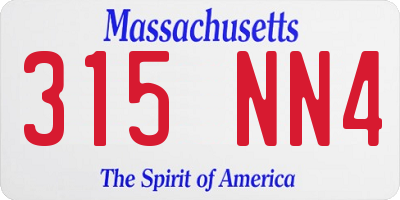 MA license plate 315NN4