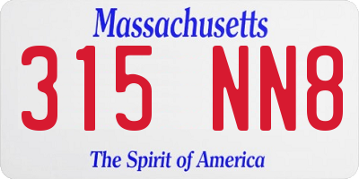 MA license plate 315NN8