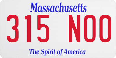 MA license plate 315NO0