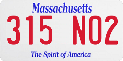 MA license plate 315NO2