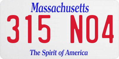 MA license plate 315NO4
