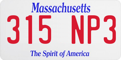 MA license plate 315NP3