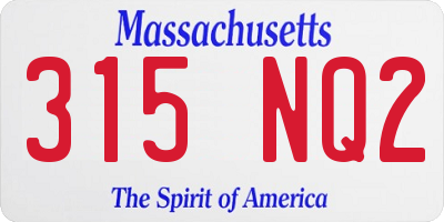 MA license plate 315NQ2