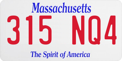 MA license plate 315NQ4
