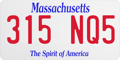MA license plate 315NQ5