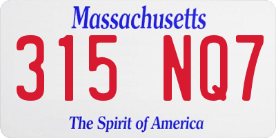 MA license plate 315NQ7
