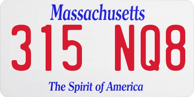 MA license plate 315NQ8