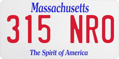 MA license plate 315NR0
