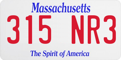 MA license plate 315NR3