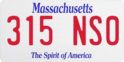 MA license plate 315NS0