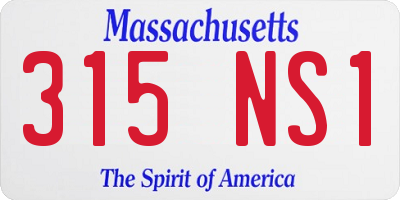 MA license plate 315NS1