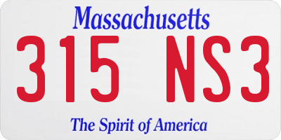 MA license plate 315NS3