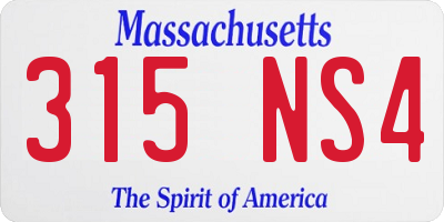 MA license plate 315NS4