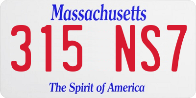 MA license plate 315NS7