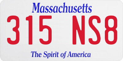 MA license plate 315NS8