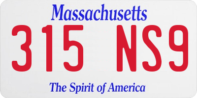 MA license plate 315NS9