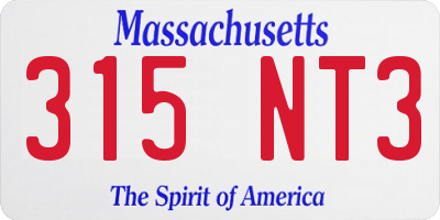 MA license plate 315NT3