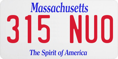 MA license plate 315NU0