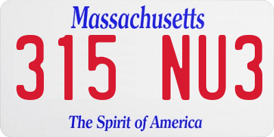 MA license plate 315NU3