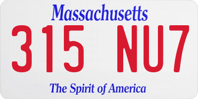 MA license plate 315NU7