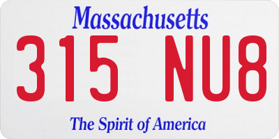 MA license plate 315NU8