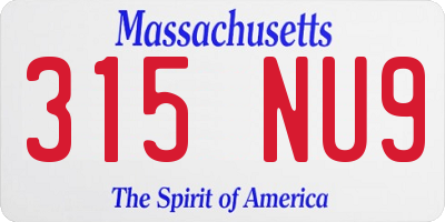 MA license plate 315NU9