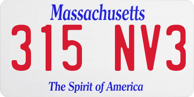 MA license plate 315NV3