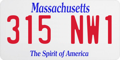 MA license plate 315NW1