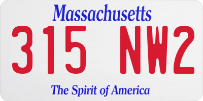MA license plate 315NW2