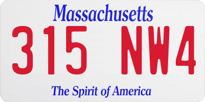 MA license plate 315NW4
