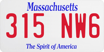 MA license plate 315NW6