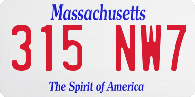 MA license plate 315NW7