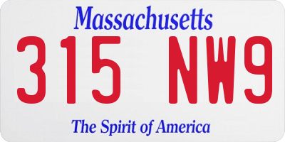 MA license plate 315NW9
