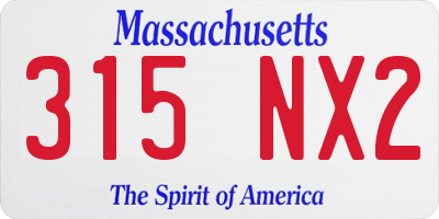 MA license plate 315NX2