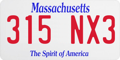 MA license plate 315NX3