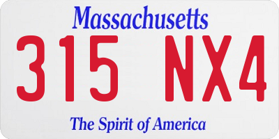 MA license plate 315NX4