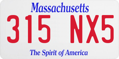 MA license plate 315NX5