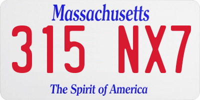 MA license plate 315NX7