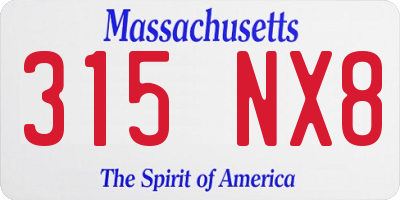 MA license plate 315NX8