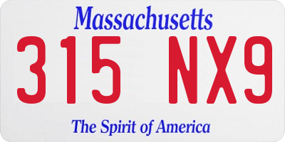 MA license plate 315NX9