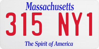 MA license plate 315NY1