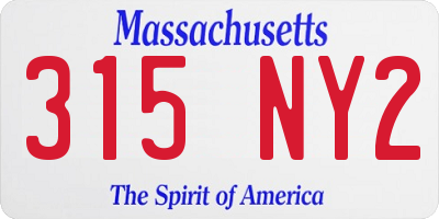 MA license plate 315NY2