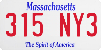 MA license plate 315NY3