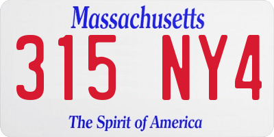 MA license plate 315NY4